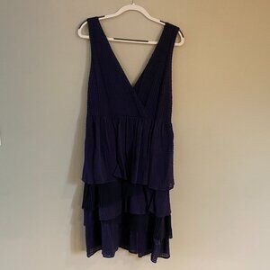 Anthropologie Ric Rac Tiered Sleeveless Dress in Rich Purple